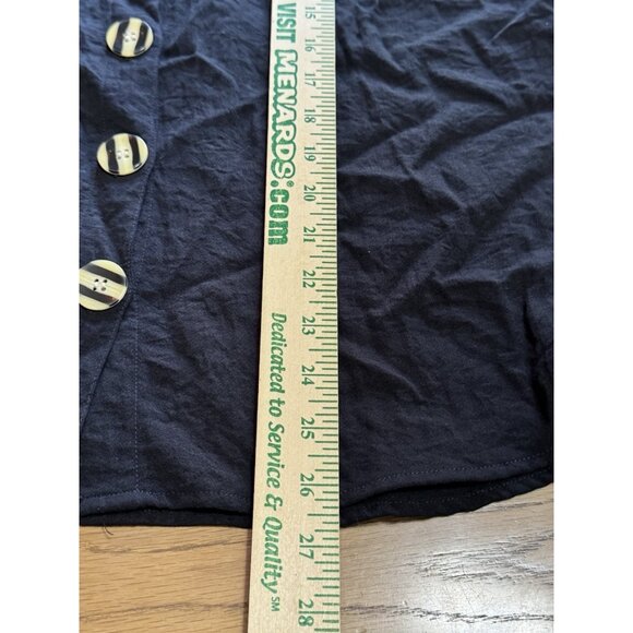 John‎ Mark Button Down Short Sleeve Womens Shirt Size Small Black City Classic - Picture 4 of 10